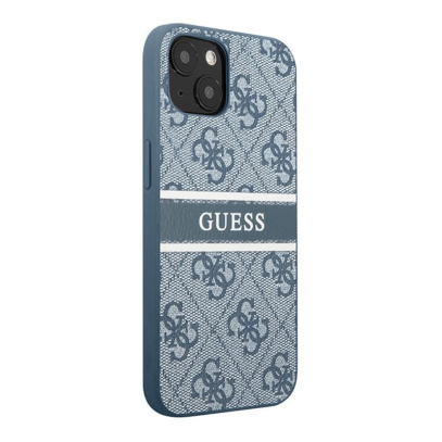 Чехол Guess для iPhone 14 PU 4G Stripe printed logo Hard (GUHCP14S4GDBL) Синий