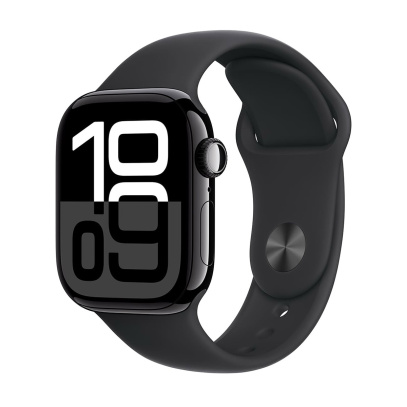 Apple Watch Series 10, 46 мм корпус из алюминия цвета «Jet Black», ремешок Sport Band размера M/L цвета «Black»