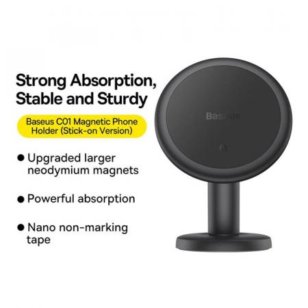 Магнитный держатель для телефона Baseus C01 (клеящийся) Air Outlet Version (BS-CM028 SUCC000002) Серый Магнитный держатель для телефона Baseus C01 (клеящийся) Air Outlet Version (BS-CM028 SUCC000002) Серый