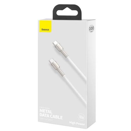 Кабель Baseus Cafule Series Metal Data Cable Type-C - Type-C, 100W, 1 м (CATJK-C02) Белый Кабель Baseus Cafule Series Metal Data Cable Type-C - Type-C, 100W, 1 м (CATJK-C02) Белый