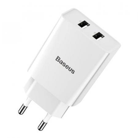 Сетевое зарядное устройство Baseus Speed Mini Dual USB Charger 10,5 Вт TC-012 (CCFS-R02) Белый Сетевое зарядное устройство Baseus Speed Mini Dual USB Charger 10,5 Вт TC-012 (CCFS-R02) Белый