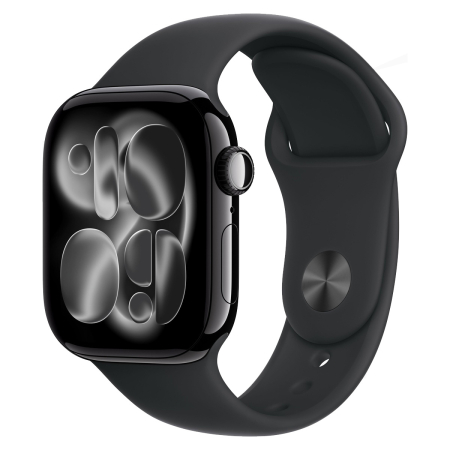 Apple Watch Series 11, 42 мм корпус из алюминия цвета «Jet Black», ремешок Sport Band размера S/M цвета «Black» Apple Watch Series 11, 42 мм корпус из алюминия цвета «Jet Black», ремешок Sport Band размера S/M цвета «Black»