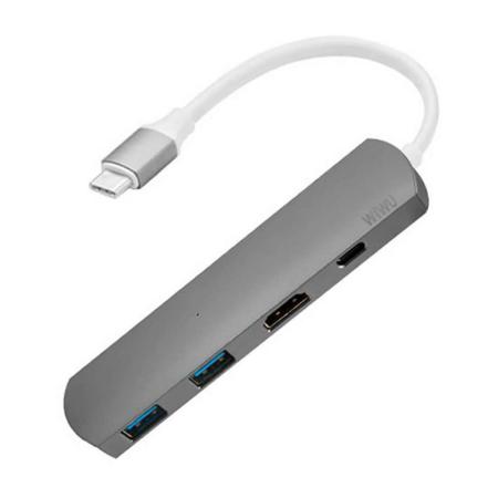 Переходник WiWU для MacBook Type-C Hub 5в1 (T3) Space Grey, серый космос Переходник WiWU для MacBook Type-C Hub 5в1 (T3) Space Grey, серый космос