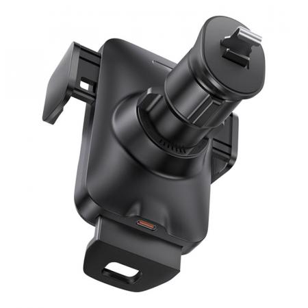 Автомобильный держатель с функцией беспроводной зарядки Baseus Wisdom Auto Alignment Car Mount Wireless Charger (QI 15W) Air Outlet Base (CGZX000001) Черный Автомобильный держатель с функцией беспроводной зарядки Baseus Wisdom Auto Alignment Car Mount Wireless Charger (QI 15W) Air Outlet Base (CGZX000001) Черный