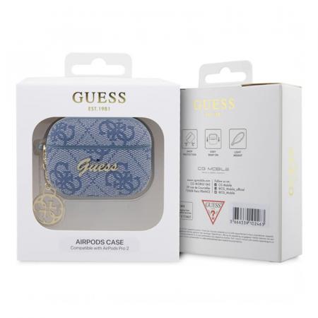Чехол для Airpods Pro 2 Guess PU leather 4G with metal logo and Heart charm (GUAP2G4GSMB) Синий Чехол для Airpods Pro 2 Guess PU leather 4G with metal logo and Heart charm (GUAP2G4GSMB) Синий