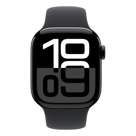 Apple Watch Series 10, 42 мм корпус из алюминия цвета «Jet Black», ремешок Sport Band размера M/L цвета «Black» Apple Watch Series 10, 42 мм корпус из алюминия цвета «Jet Black», ремешок Sport Band размера M/L цвета «Black»