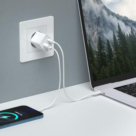 СЗУ Deppa GaN Wall Charger USB-C + USB-A, PD 3.0, QC 3.0, 20Вт (11410) Белый СЗУ Deppa GaN Wall Charger USB-C + USB-A, PD 3.0, QC 3.0, 20Вт (11410) Белый