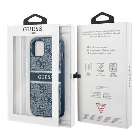 Чехол Guess для iPhone 14 PU 4G Stripe printed logo Hard (GUHCP14S4GDBL) Синий Чехол Guess для iPhone 14 PU 4G Stripe printed logo Hard (GUHCP14S4GDBL) Синий