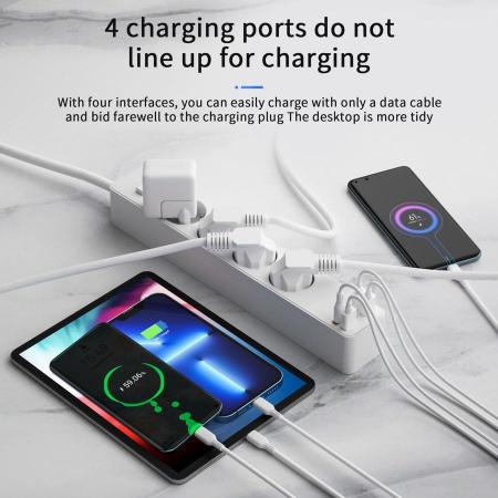 Сетевой фильтр WiWU Smart Power Strip EU Plug 20W 4*AC+3*USB 3.0+ 1*USB-C (U01 EU) Белый Сетевой фильтр WiWU Smart Power Strip EU Plug 20W 4*AC+3*USB 3.0+ 1*USB-C (U01 EU) Белый