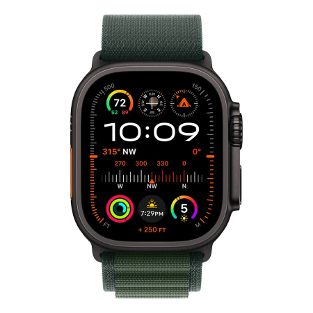 Apple Watch Ultra 2 (2024), 49 мм корпус из титана цвета «Black», ремешок Alpine Loop размера S цвета «Dark Green» Apple Watch Ultra 2 (2024), 49 мм корпус из титана цвета «Black», ремешок Alpine Loop размера S цвета «Dark Green»