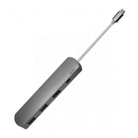 Переходник WiWU для MacBook Type-C Hub 5в1 (T3) Space Grey, серый космос Переходник WiWU для MacBook Type-C Hub 5в1 (T3) Space Grey, серый космос