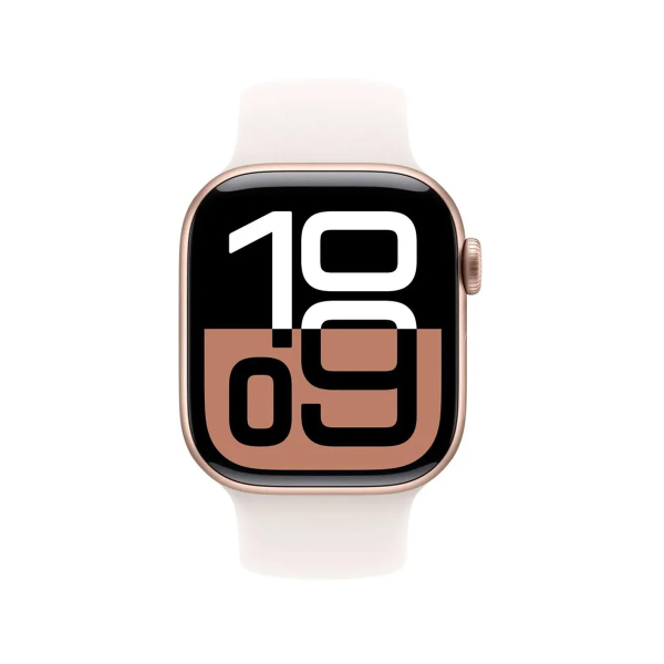 Apple Watch Series 10, 42 мм корпус из алюминия цвета «Rose Gold», ремешок Sport Band размера S/M цвета «Light Blush»