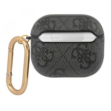 Чехол для Airpods 3 Guess PU leather 4G с карабином и металлическим логотипом (GUA34GSMK) Серый Чехол для Airpods 3 Guess PU leather 4G с карабином и металлическим логотипом (GUA34GSMK) Серый