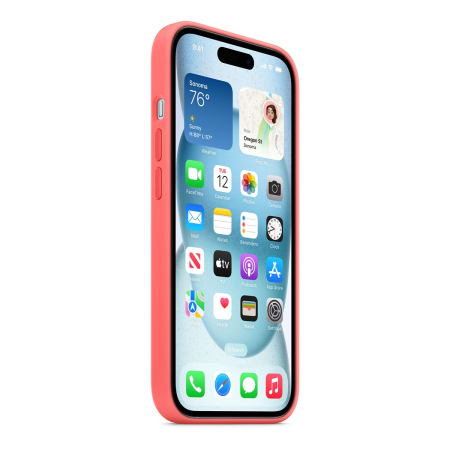 Чехол Silicone Case для Apple iPhone 15 с MagSafe Guava, розовый