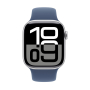 Apple Watch Series 10, 46 мм корпус из алюминия цвета «Silver», ремешок Sport Band размера S/M цвета «Denim»