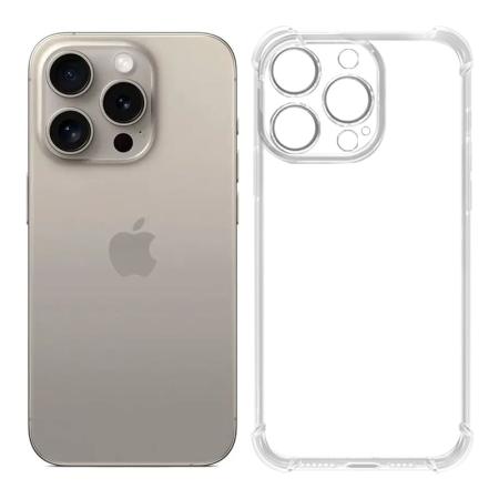 Противоударный чехол для Apple iPhone 15 Pro Max с защитой камер Прозрачный