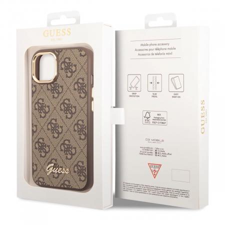 Чехол Guess для iPhone 14 Plus CG Mobile PU 4G Script metal logo Hard (GUHCP14MHG4SHW) Коричневый Чехол Guess для iPhone 14 Plus CG Mobile PU 4G Script metal logo Hard (GUHCP14MHG4SHW) Коричневый