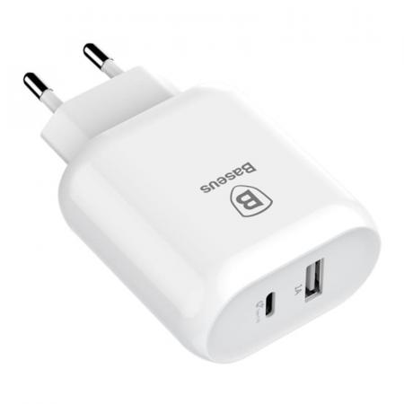 Сетевое зарядное устройство USB-C с USB Type-C Кабелем Baseus (2 USB) Quick Charge 32W 5V/9V/12V Bojure Series разъем Lightning (TZTUN-BJ02) Белый Сетевое зарядное устройство USB-C с USB Type-C Кабелем Baseus (2 USB) Quick Charge 32W 5V/9V/12V Bojure Series разъем Lightning (TZTUN-BJ02) Белый