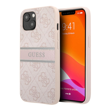 Чехол Guess для iPhone 14 PU 4G Stripe printed logo Hard (GUHCP14S4GDPI) Розовый Чехол Guess для iPhone 14 PU 4G Stripe printed logo Hard (GUHCP14S4GDPI) Розовый