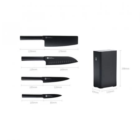 Набор Xiaomi Knife 4 ножа с подставкой (HU0076) Черный Набор Xiaomi Knife 4 ножа с подставкой (HU0076) Черный