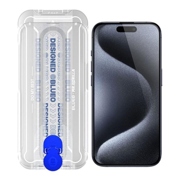 Защитное стекло для iPhone 15 Pro Max BLUEO Corning Gorilla USA Anti-Static +installer Черный Защитное стекло для iPhone 15 Pro Max BLUEO Corning Gorilla USA Anti-Static +installer Черный