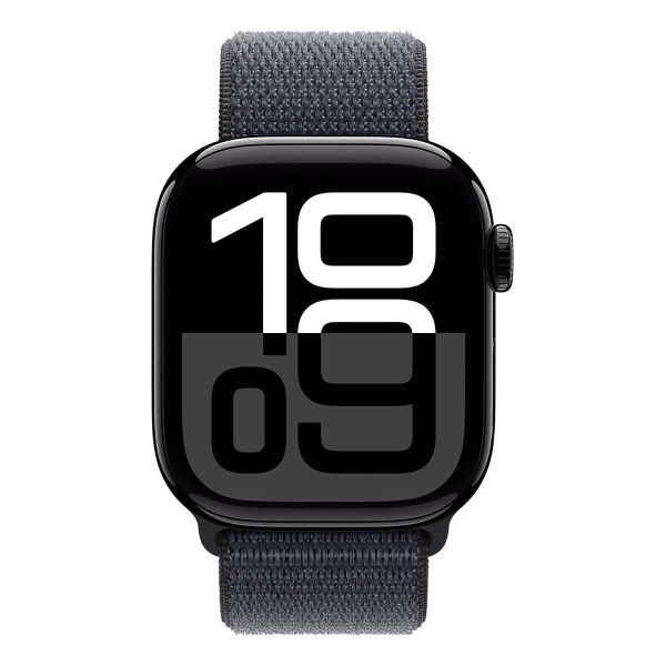Apple Watch Series 10, 42 мм корпус из алюминия цвета «Jet Black», ремешок Sport Loop цвета «Ink» Apple Watch Series 10, 42 мм корпус из алюминия цвета «Jet Black», ремешок Sport Loop цвета «Ink»
