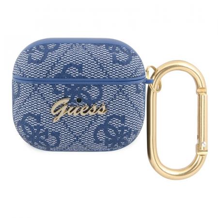 Чехол для Airpods 3 Guess PU leather 4G с карабином и металлическим логотипом (GUA34GSMB) Синий Чехол для Airpods 3 Guess PU leather 4G с карабином и металлическим логотипом (GUA34GSMB) Синий