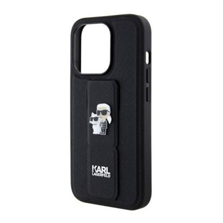 Чехол Karl Lagerfeld для iPhone 15 Pro Karl hc gripstand saffiano kc pins (KLHCP15LGSAKCPK) Черный