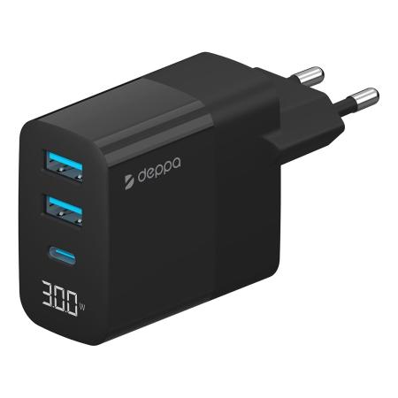Сетевое зарядное устройство Deppa USB A+USB-C, PD, QC 3.0, 30 Вт (11395) Черный Сетевое зарядное устройство Deppa USB A+USB-C, PD, QC 3.0, 30 Вт (11395) Черный