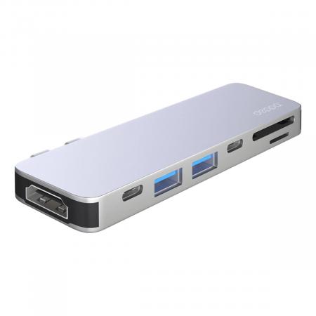 USB-C адаптер Deppa для MacBook 7в1 (73122) Серебро USB-C адаптер Deppa для MacBook 7в1 (73122) Серебро
