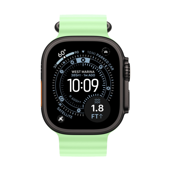 Apple Watch Ultra 3 (2025), 49 мм корпус из титана цвета «Black», ремешок Ocean Band цвета «Neon Green» Apple Watch Ultra 3 (2025), 49 мм корпус из титана цвета «Black», ремешок Ocean Band цвета «Neon Green»