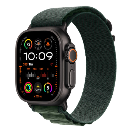 Apple Watch Ultra 2 (2024), 49 мм корпус из титана цвета «Black», ремешок Alpine Loop размера M цвета «Dark Green» Apple Watch Ultra 2 (2024), 49 мм корпус из титана цвета «Black», ремешок Alpine Loop размера M цвета «Dark Green»