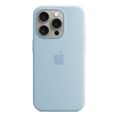 Чехол Silicone Case для Apple iPhone 15 Pro с MagSafe Light Blue, нежно голубой Чехол Silicone Case для Apple iPhone 15 Pro с MagSafe Light Blue, нежно голубой