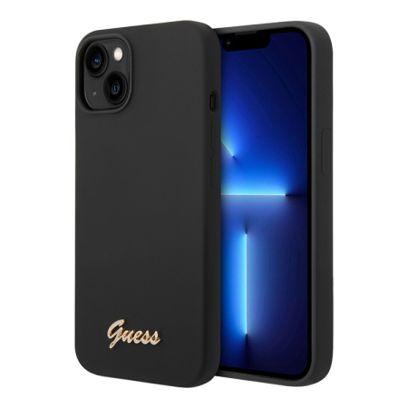 Чехол Guess для iPhone 14 Liquid Silicone Gold Metal logo (GUHCP14SSLSMK) Черный Чехол Guess для iPhone 14 Liquid Silicone Gold Metal logo (GUHCP14SSLSMK) Черный