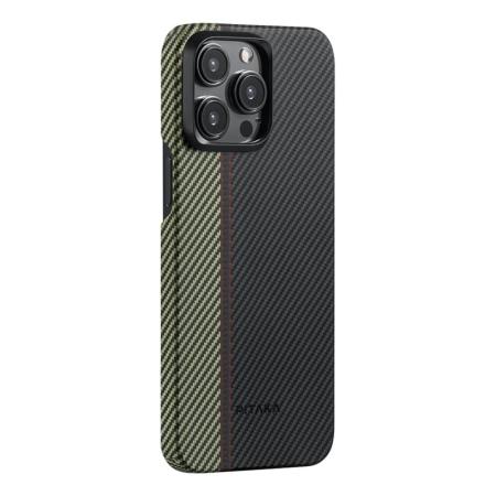 Чехол для iPhone 15 Pro Max Pitaka Fusion Weaving MagEZ Case 4, Overture, кевлар (арамид) (FO1501PM) Черный/зеленый