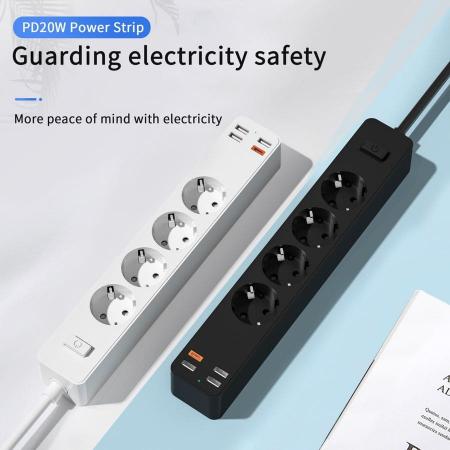 Сетевой фильтр WiWU Smart Power Strip EU Plug 20W 4*AC+3*USB 3.0+ 1*USB-C (U01 EU) Черный Сетевой фильтр WiWU Smart Power Strip EU Plug 20W 4*AC+3*USB 3.0+ 1*USB-C (U01 EU) Черный