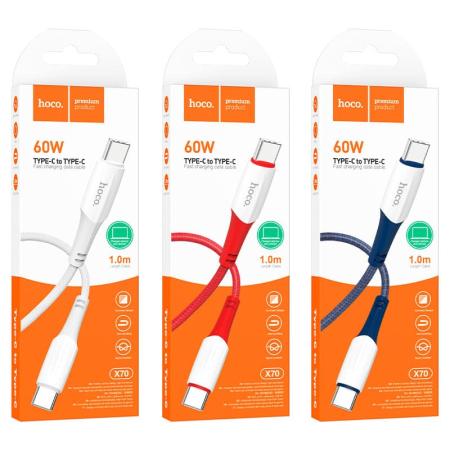Кабель hoco. Fast charging data cable разъем Type-C – Type-C, 1 м (X70) Красный Кабель hoco. Fast charging data cable разъем Type-C – Type-C, 1 м (X70) Красный