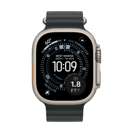 Apple Watch Ultra 3 (2025), 49 мм корпус из титана цвета «Natural», ремешок Ocean Band цвета «Black»