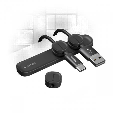 Держатель для кабелей Deppa Mage Cable, магнитный (55192) Черный Держатель для кабелей Deppa Mage Cable, магнитный (55192) Черный